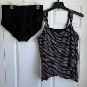 MIRACLESUIT Angelfish Dazzle Underwire Crossover Hem Swim Tankini+ BottomSZ 20W